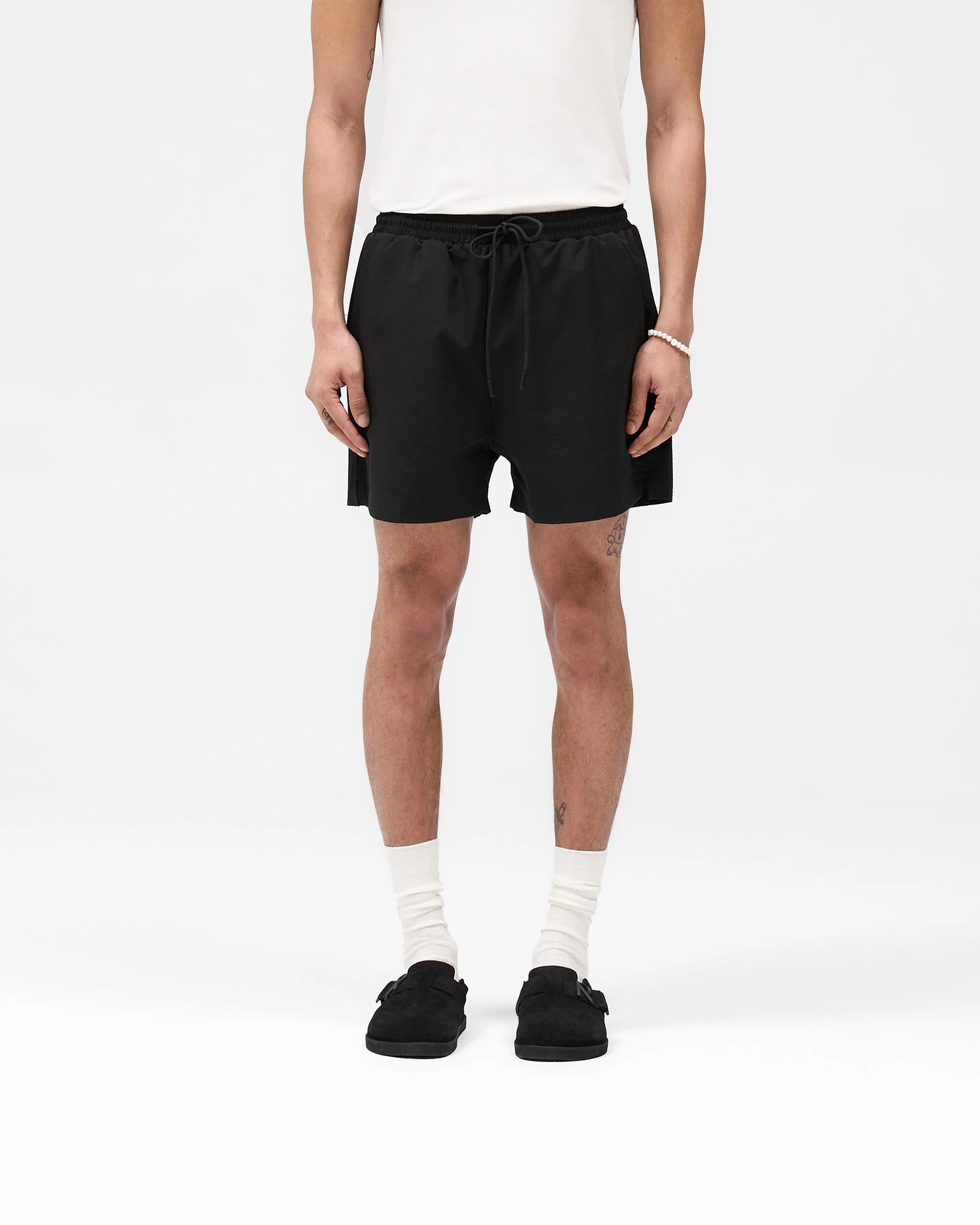 Seersucker Smart Swim Short - Black
