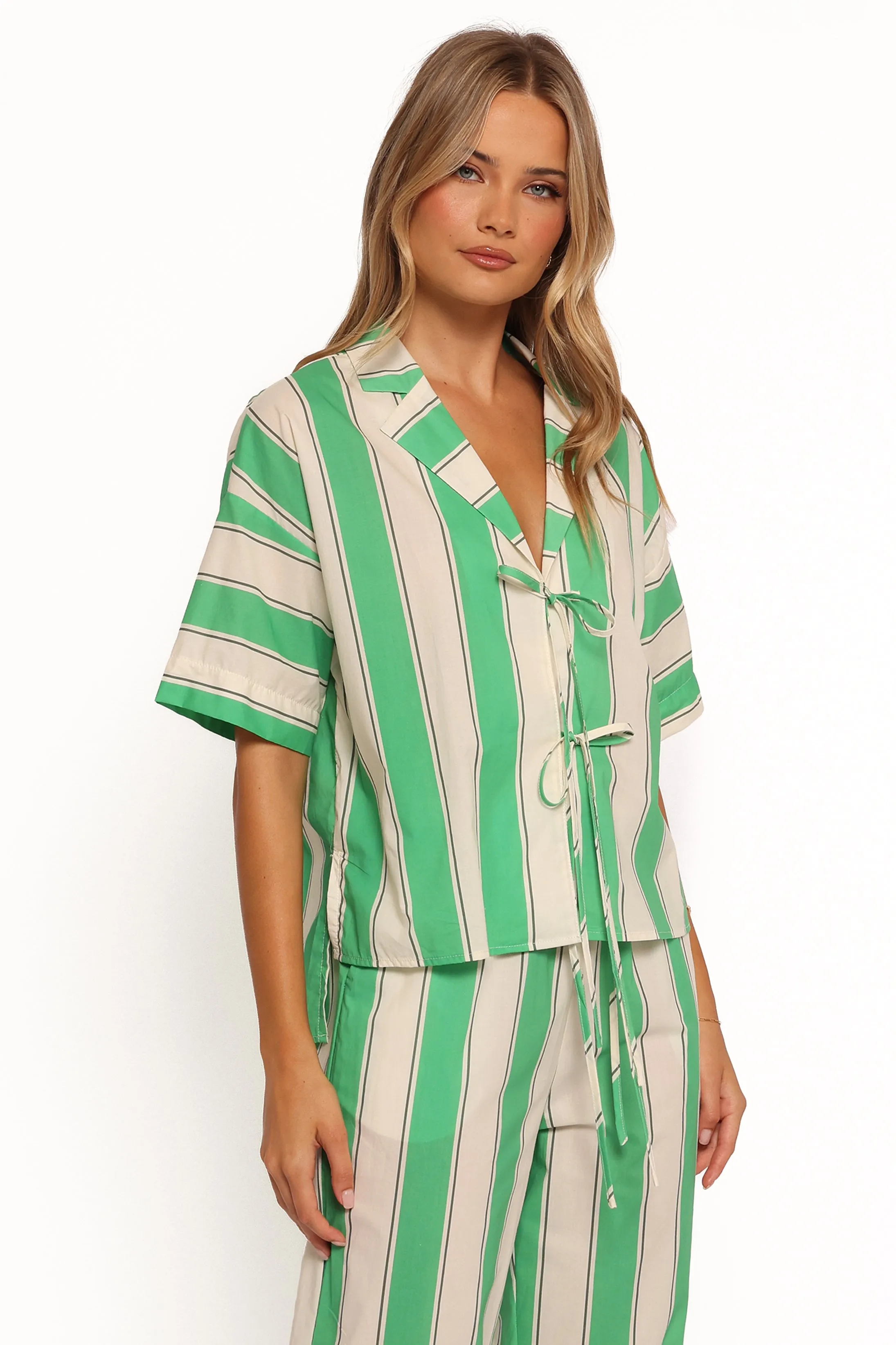 Shailene Top - Green Stripe
