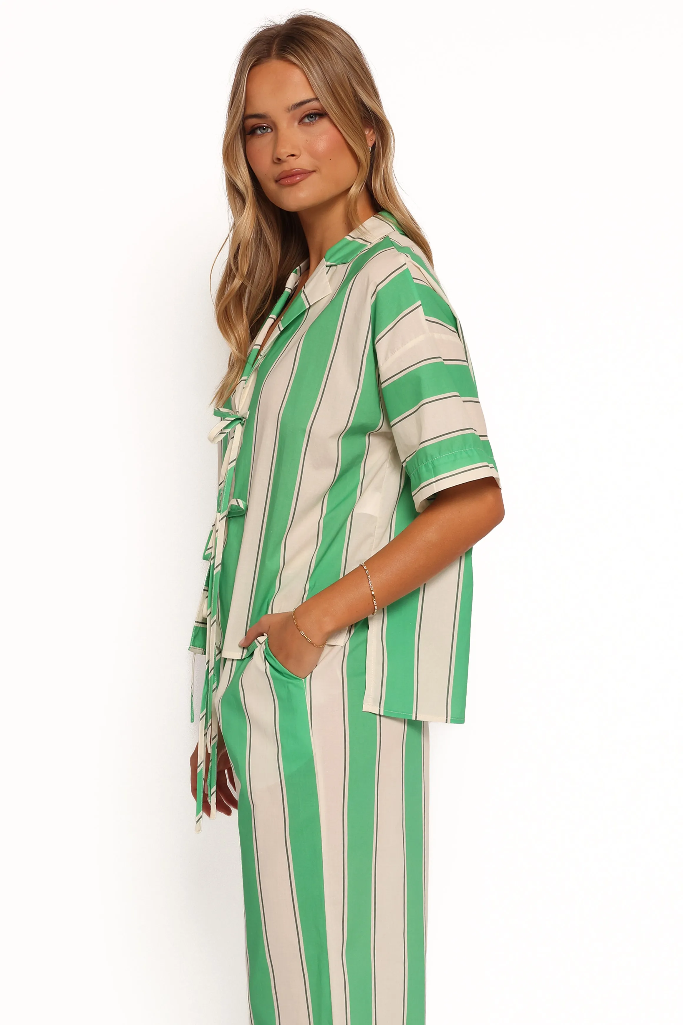 Shailene Top - Green Stripe