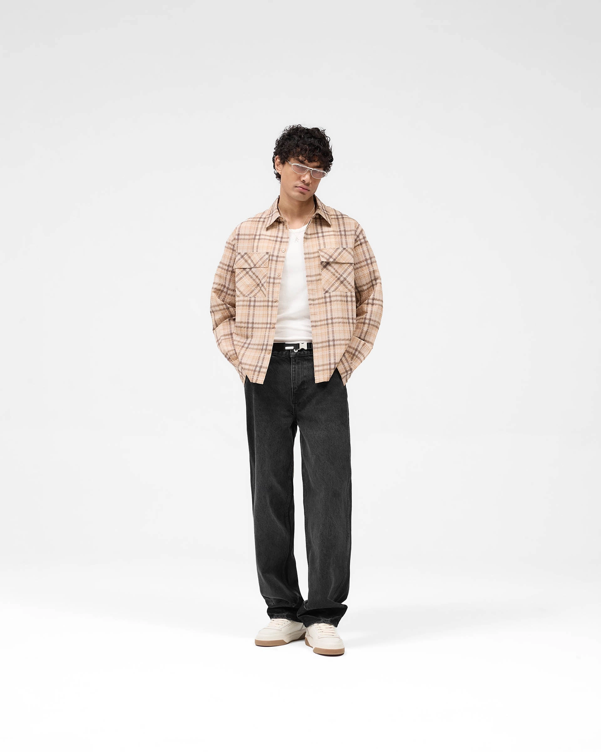Sheer Flannel Shirt - Brown Check