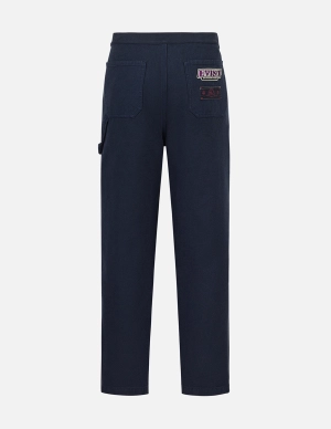 Slogan Appliqué Embroidery Straight Fit Worker Chino