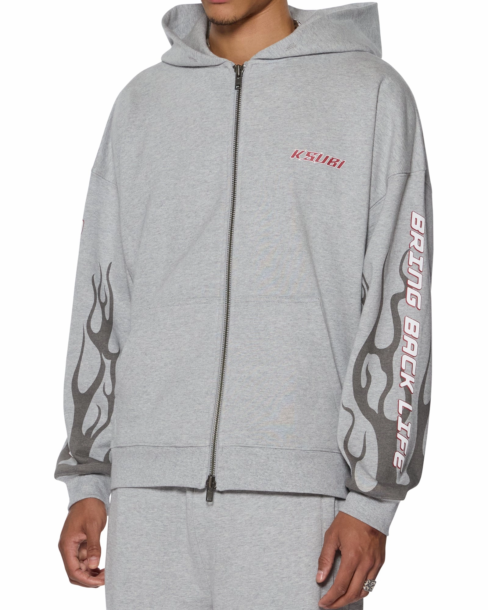 STINGER EKCESS ZIP HOODIE GREY MARLE