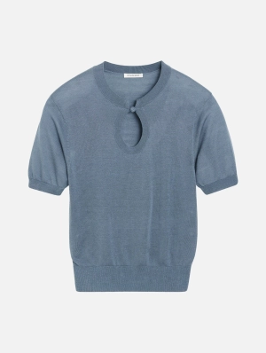Tala Sweater Top in Grisaille Blue