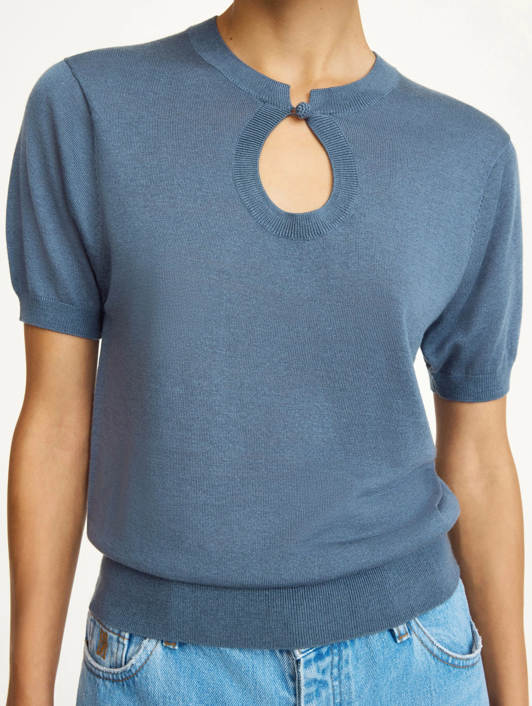 Tala Sweater Top in Grisaille Blue