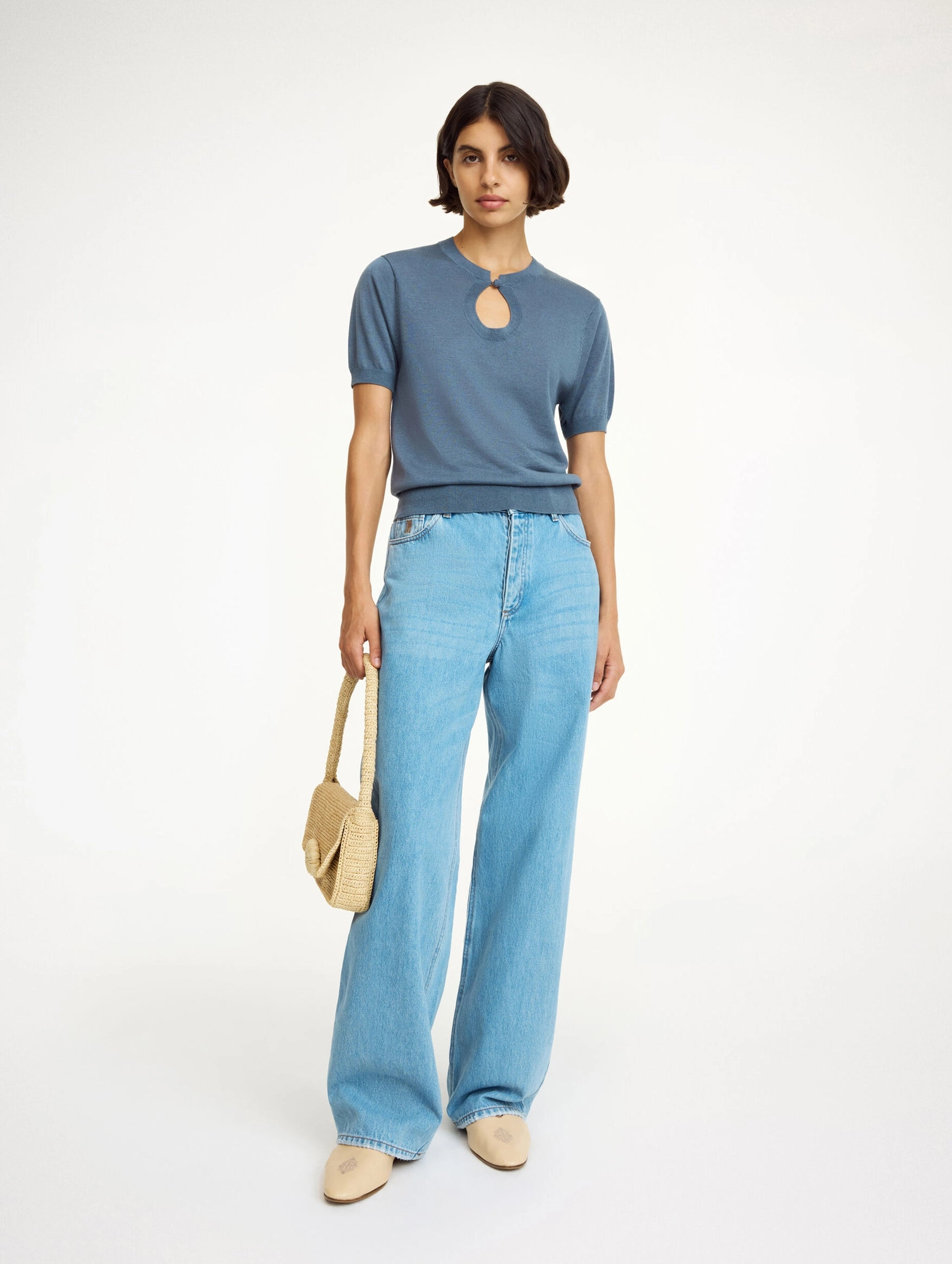 Tala Sweater Top in Grisaille Blue