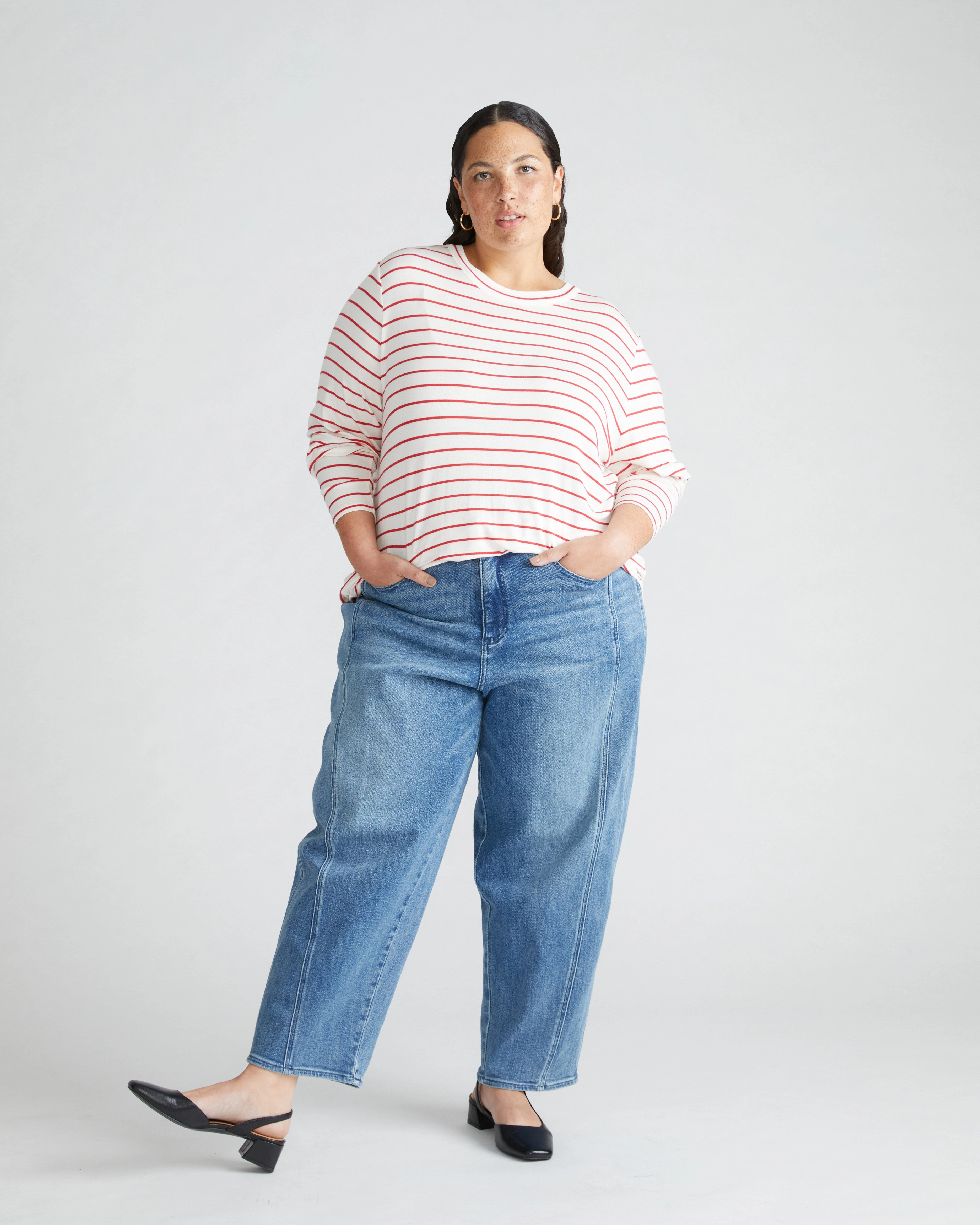 Thelma Long Sleeve Top - Red/White Stripe