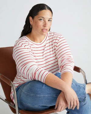 Thelma Long Sleeve Top - Red/White Stripe