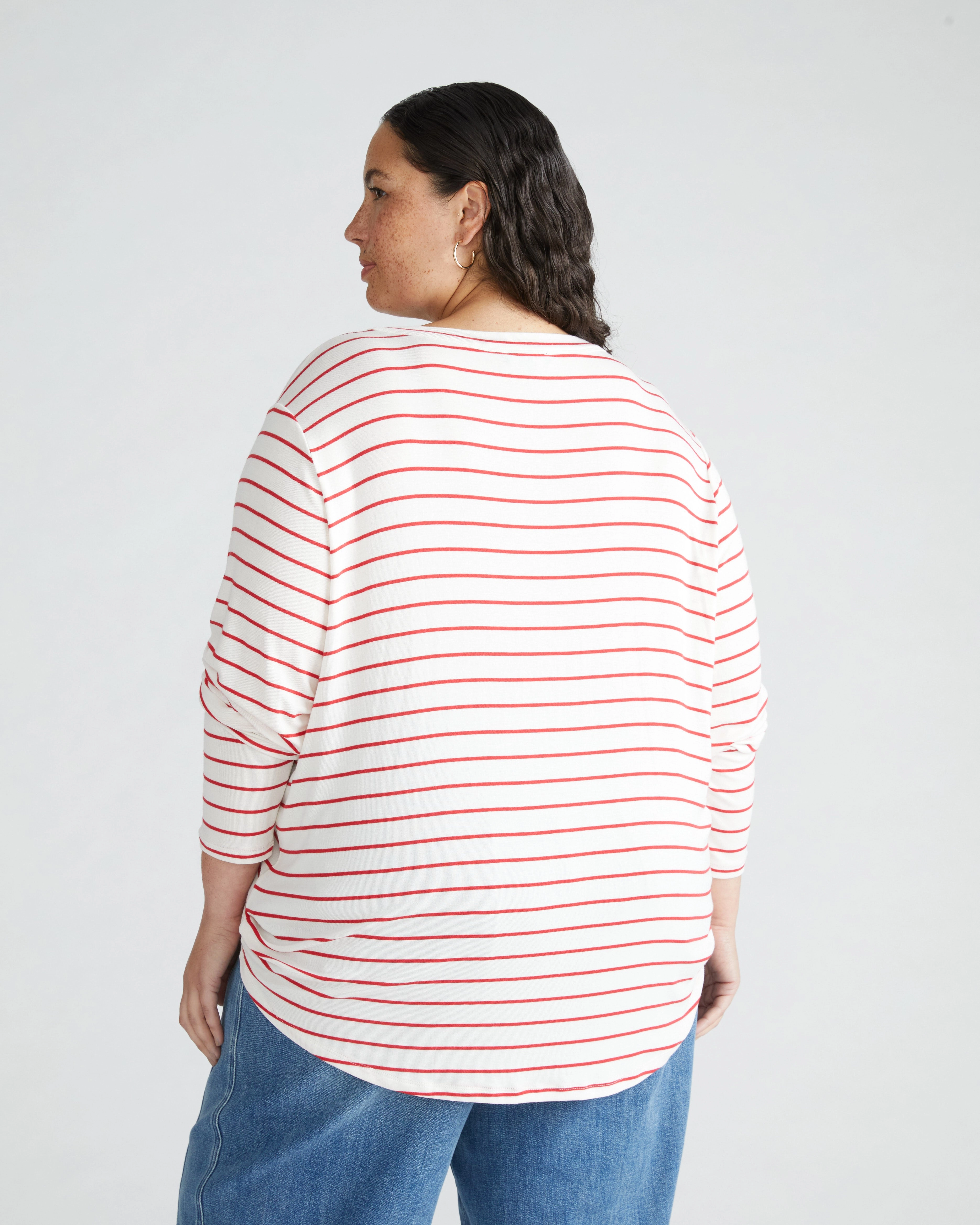 Thelma Long Sleeve Top - Red/White Stripe