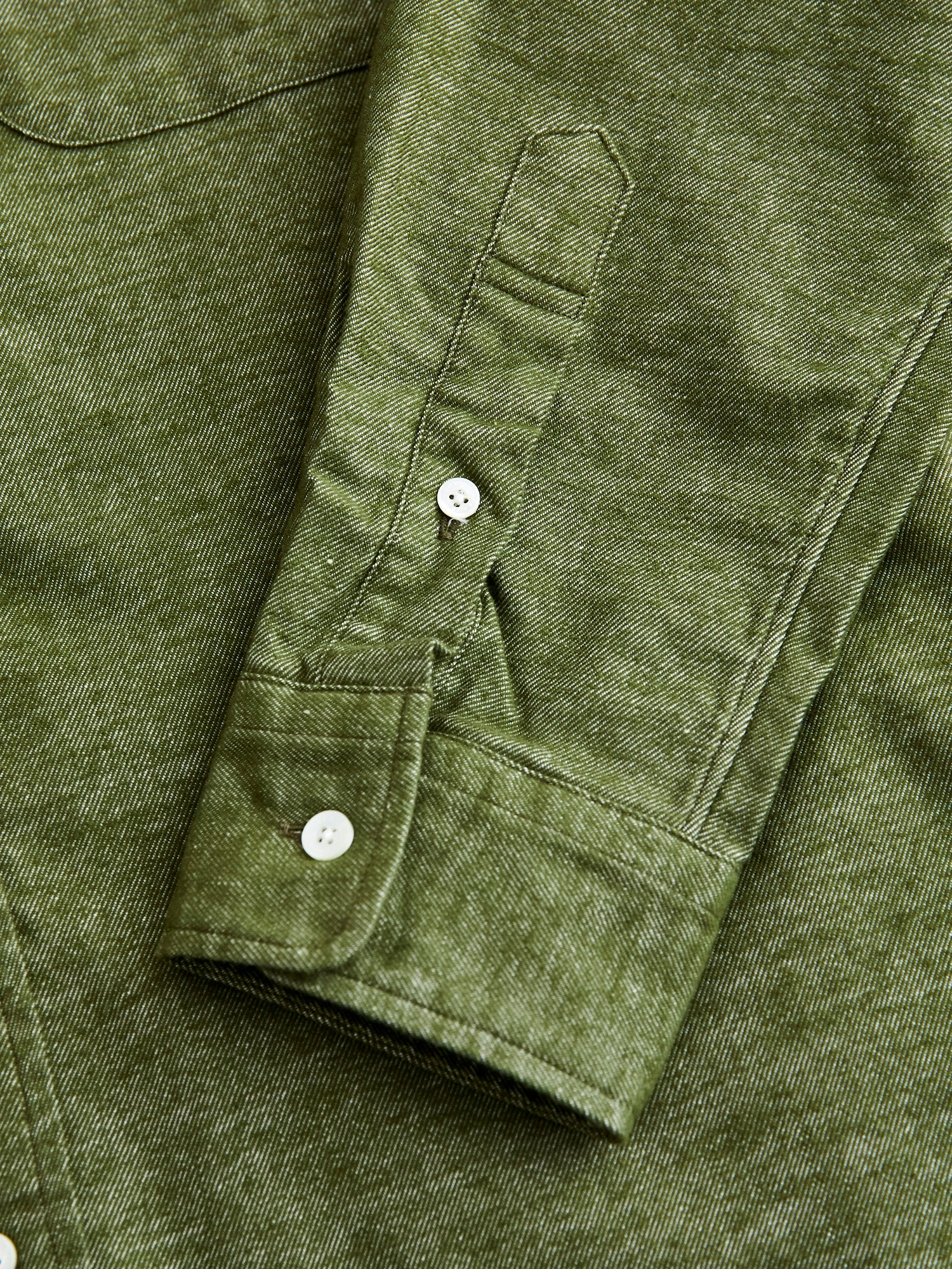 Twill Flannel Button-Down Shirt in Olive