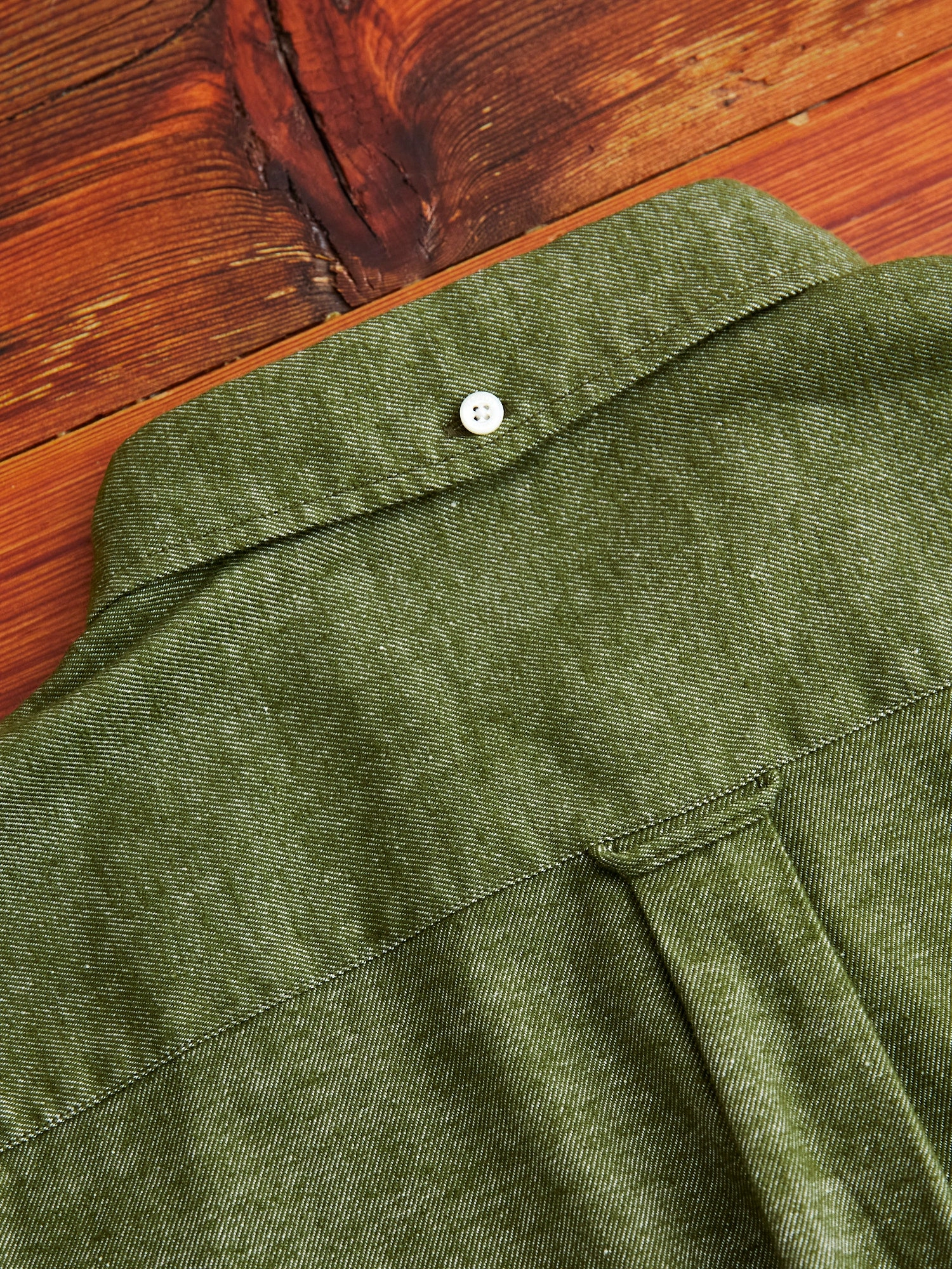 Twill Flannel Button-Down Shirt in Olive