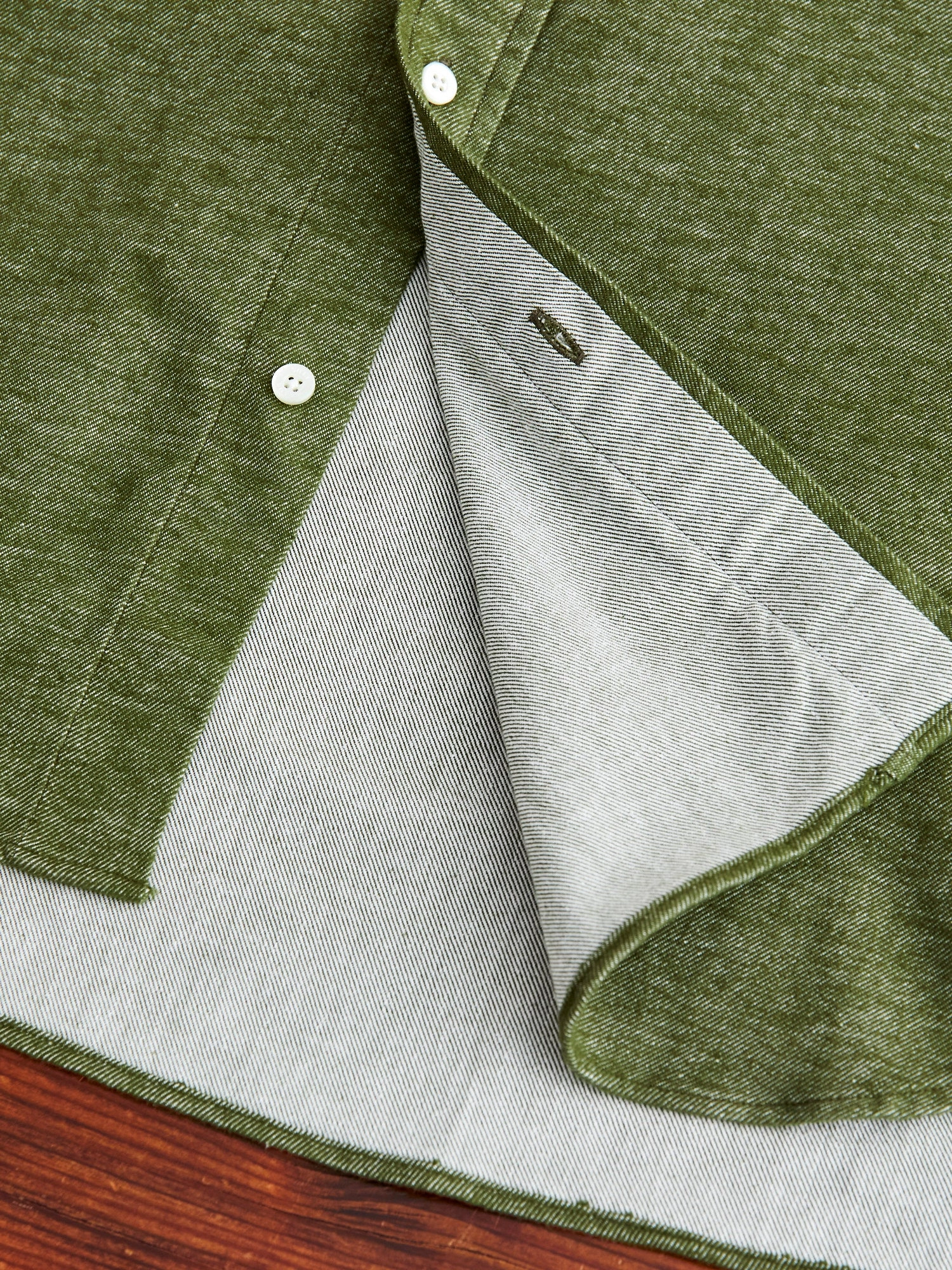 Twill Flannel Button-Down Shirt in Olive