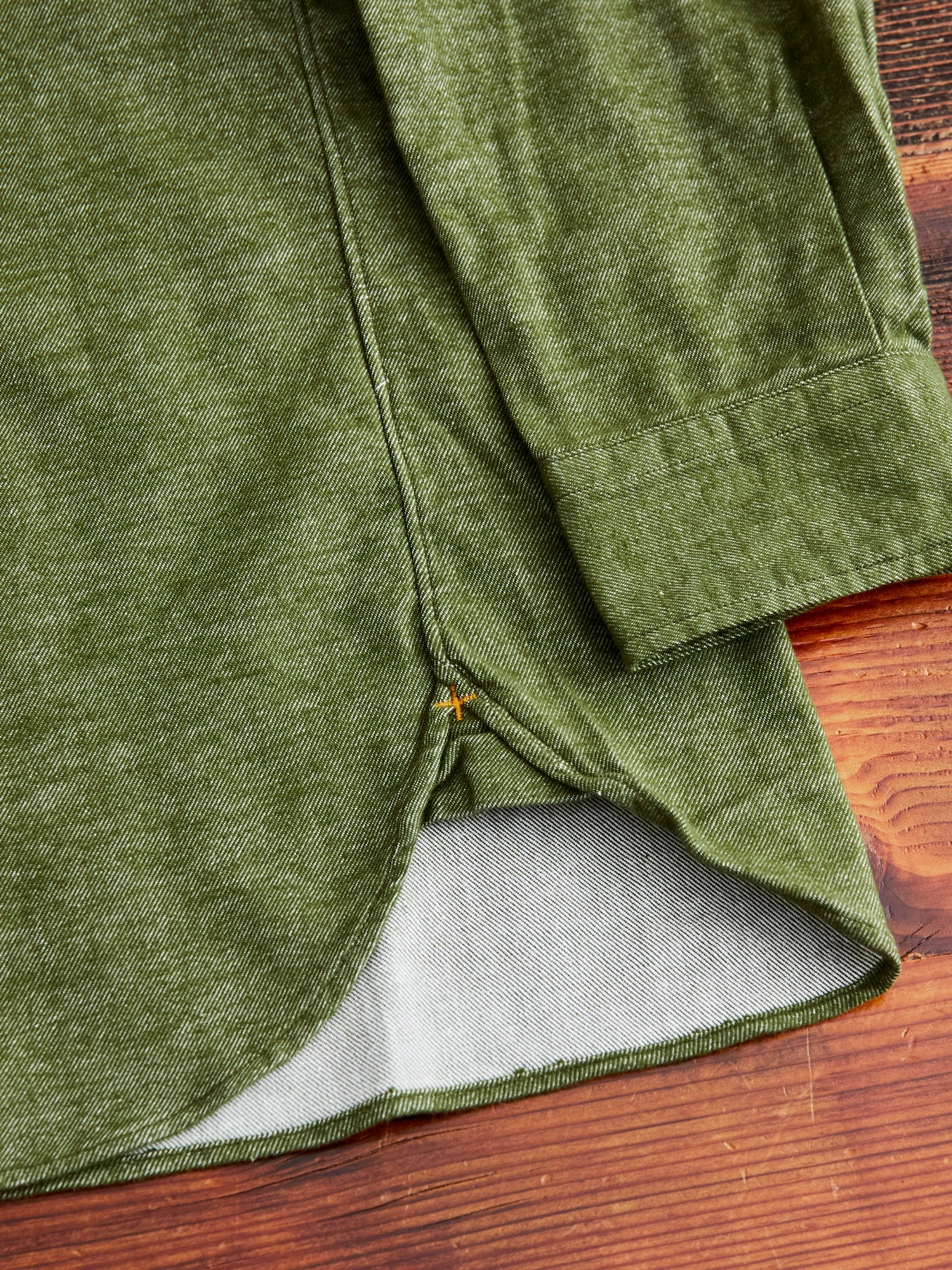 Twill Flannel Button-Down Shirt in Olive