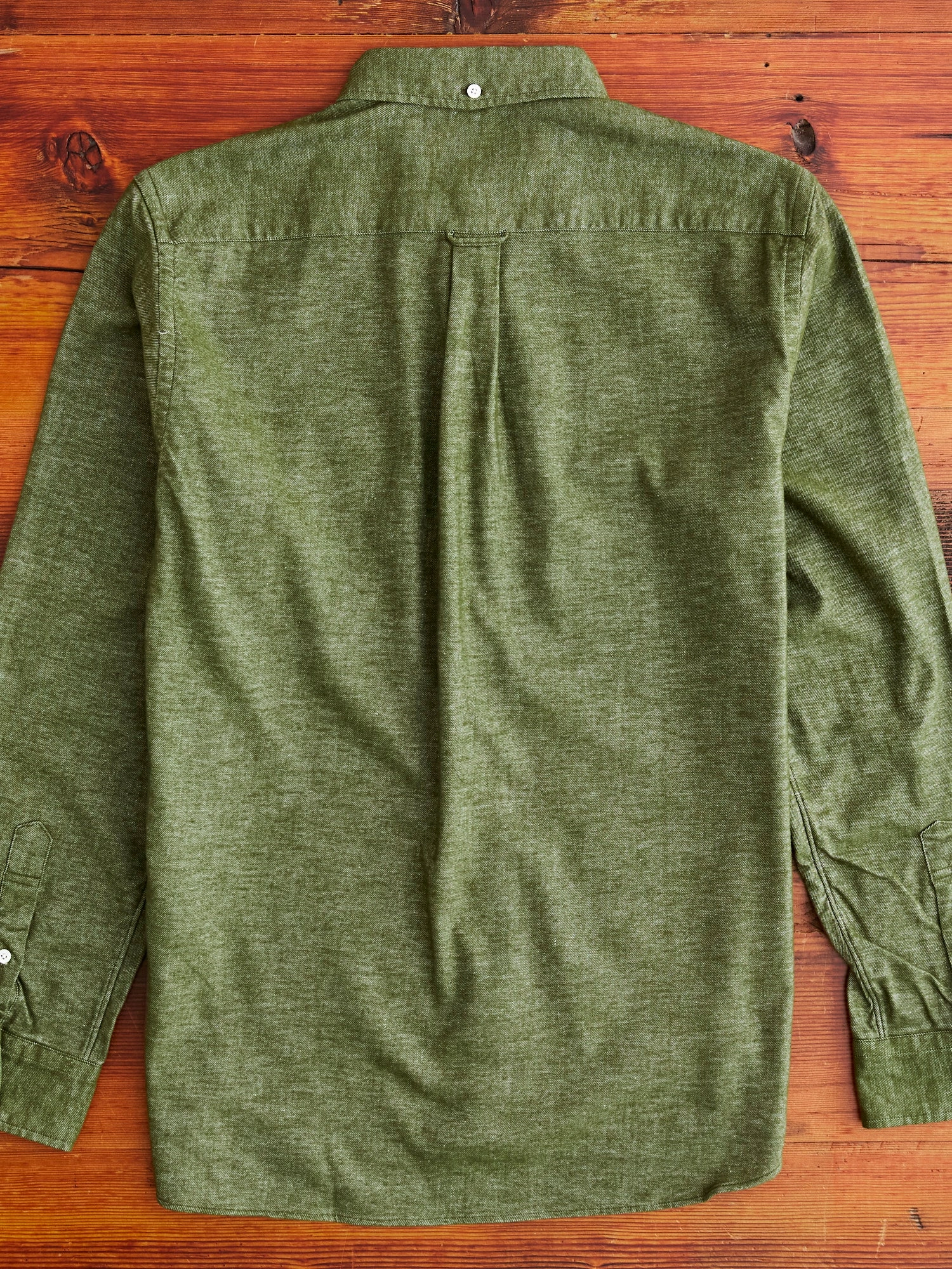 Twill Flannel Button-Down Shirt in Olive