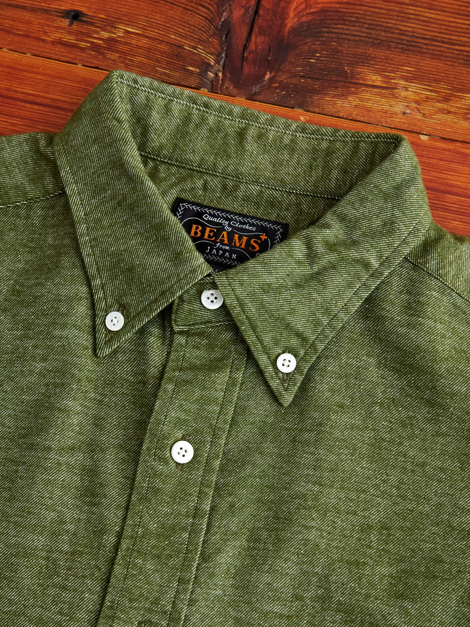 Twill Flannel Button-Down Shirt in Olive