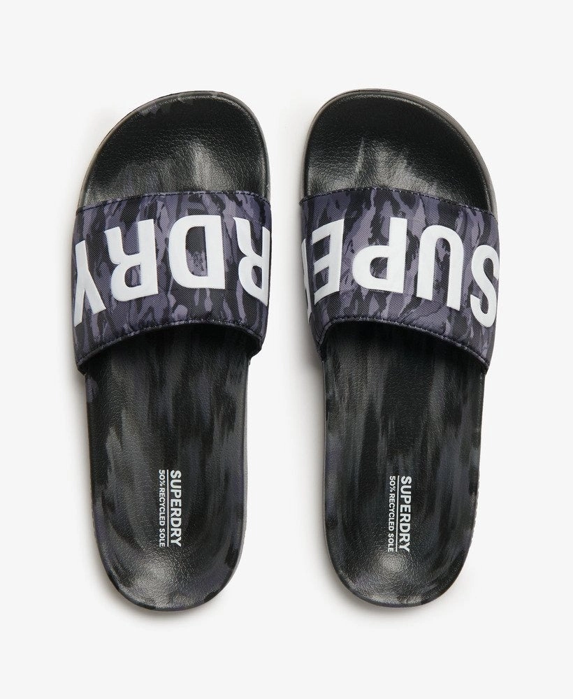 Vegan Camo Pool Slides | Dark Grey Tiger Camo