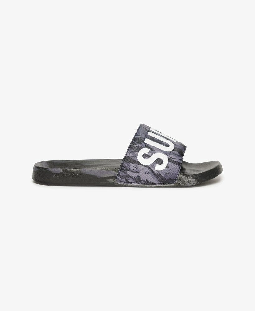 Vegan Camo Pool Slides | Dark Grey Tiger Camo