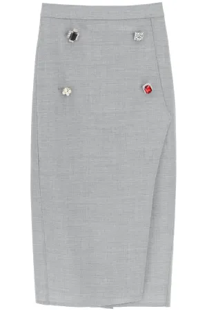 Vetements Embellished-Button Pencil Skirt