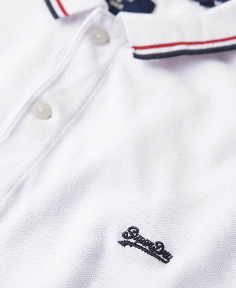 Vintage Tipped Long Sleeve Polo Shirt | Optic/Red