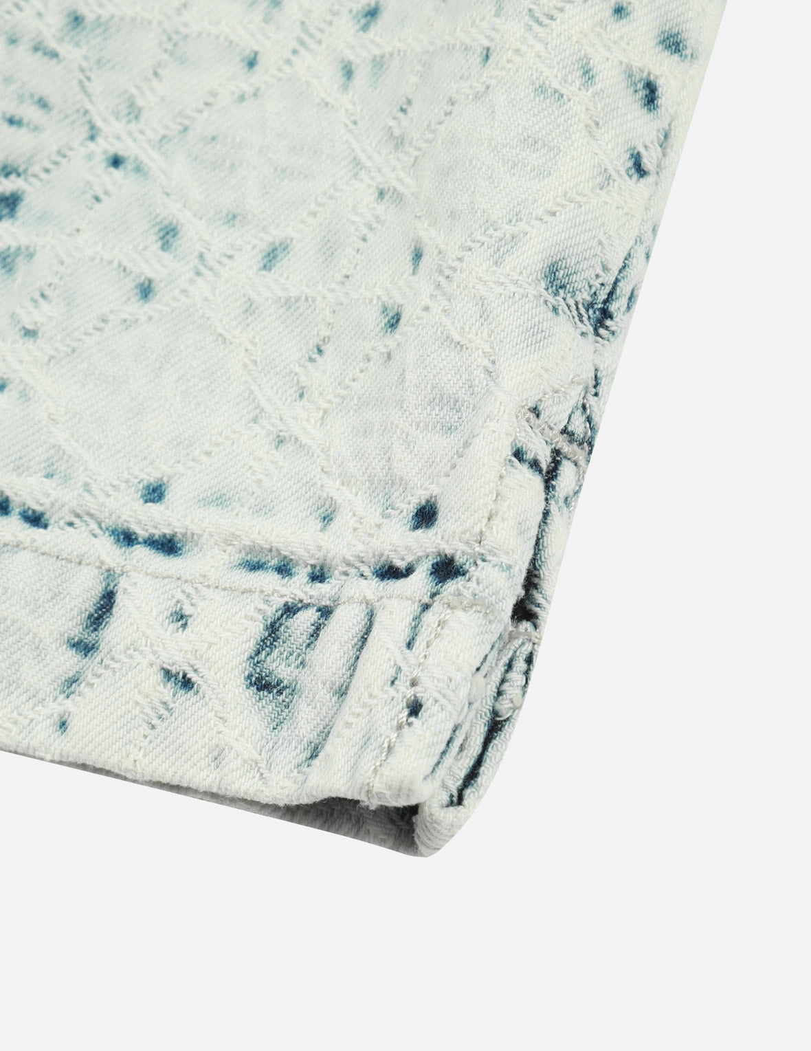 Washed Allover Kamon Jacquard and Seagull Embroidery Boxy Denim Shirt