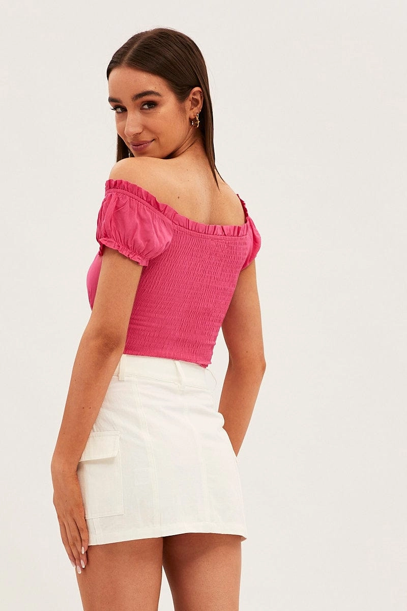 White Cargo Skirt Mini Mid Rise