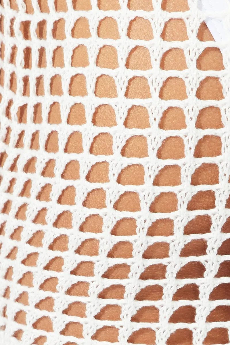 White Crochet Beach Mini Skirt