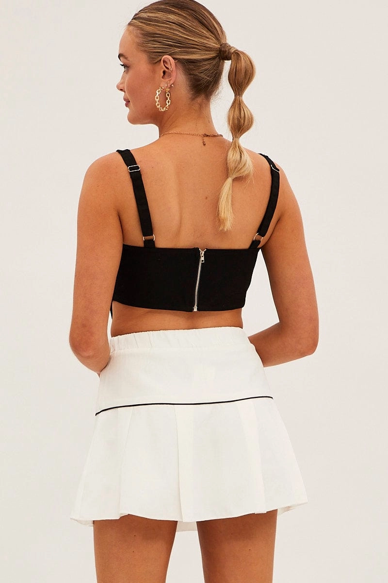 White Pleated Tennis Mini Skort Skirt