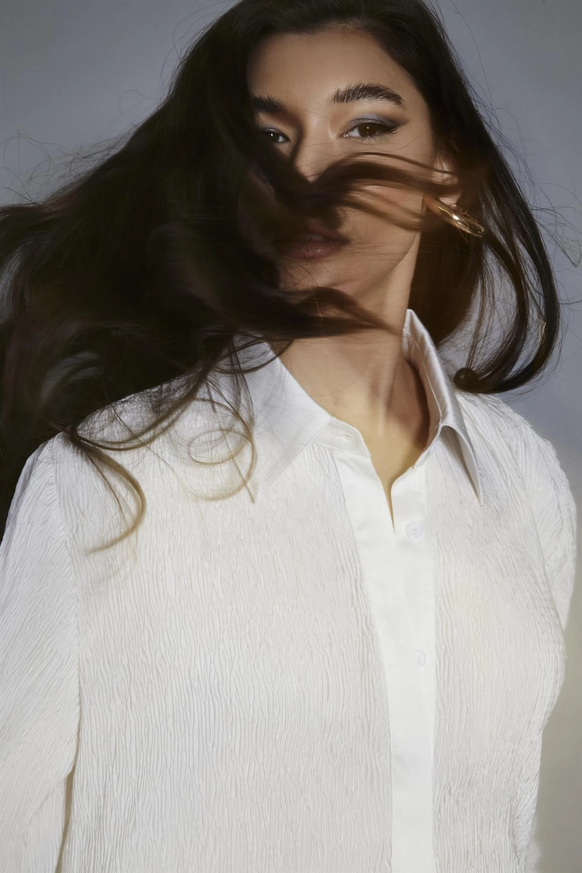 White-Plisse Oversized-Shirt