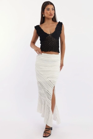White Scarf Hem Lace Maxi