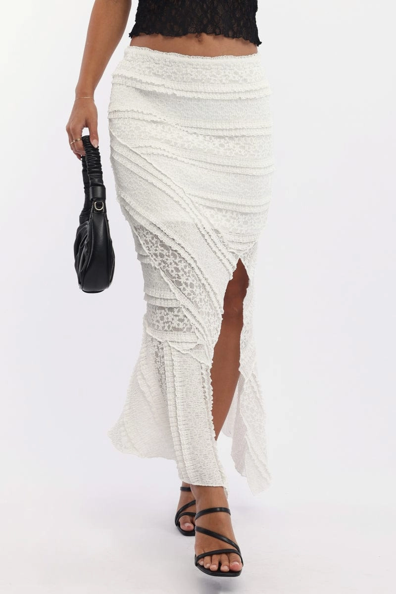 White Scarf Hem Lace Maxi