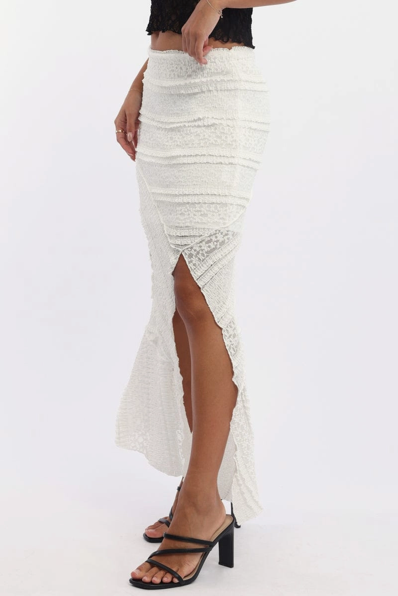 White Scarf Hem Lace Maxi