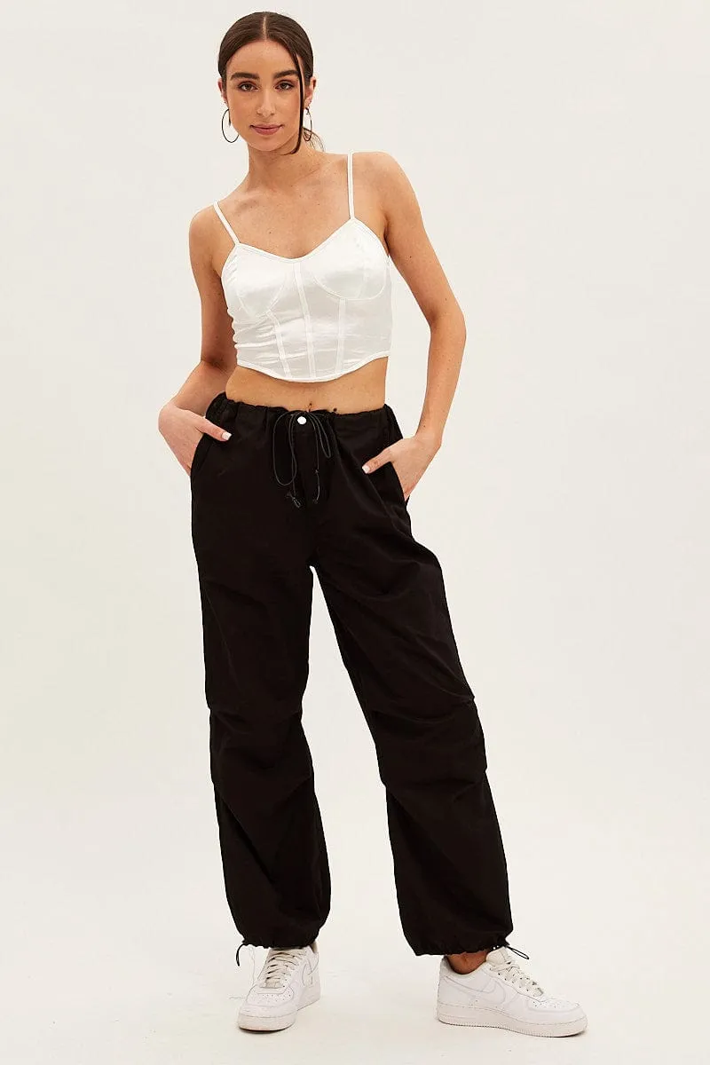 White Solid Boned Corset Top