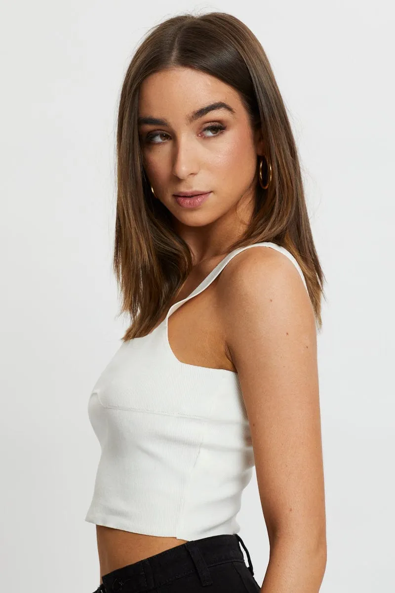 White Square Neck Knit