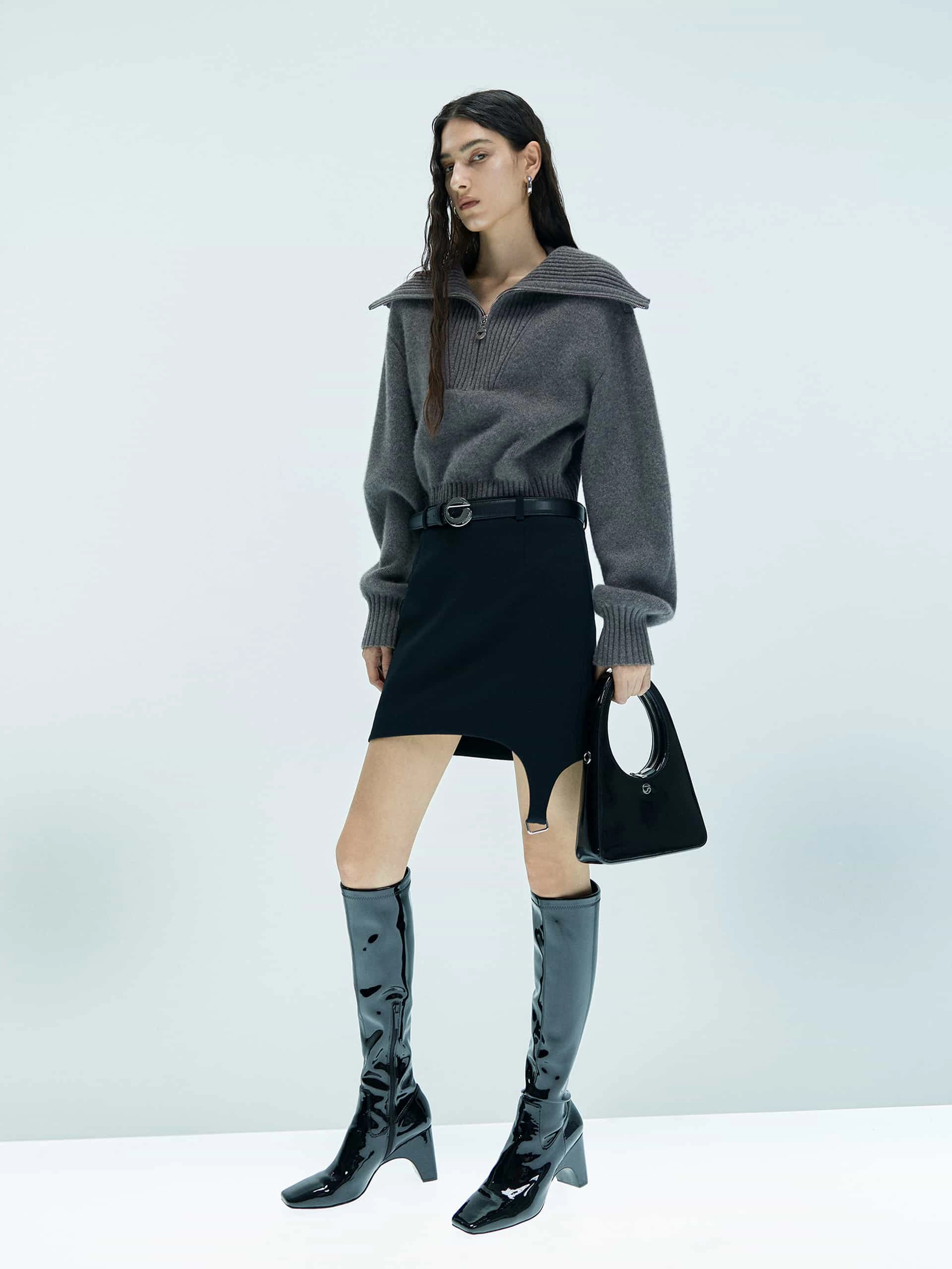 Wide Lapel Knitted Sweater