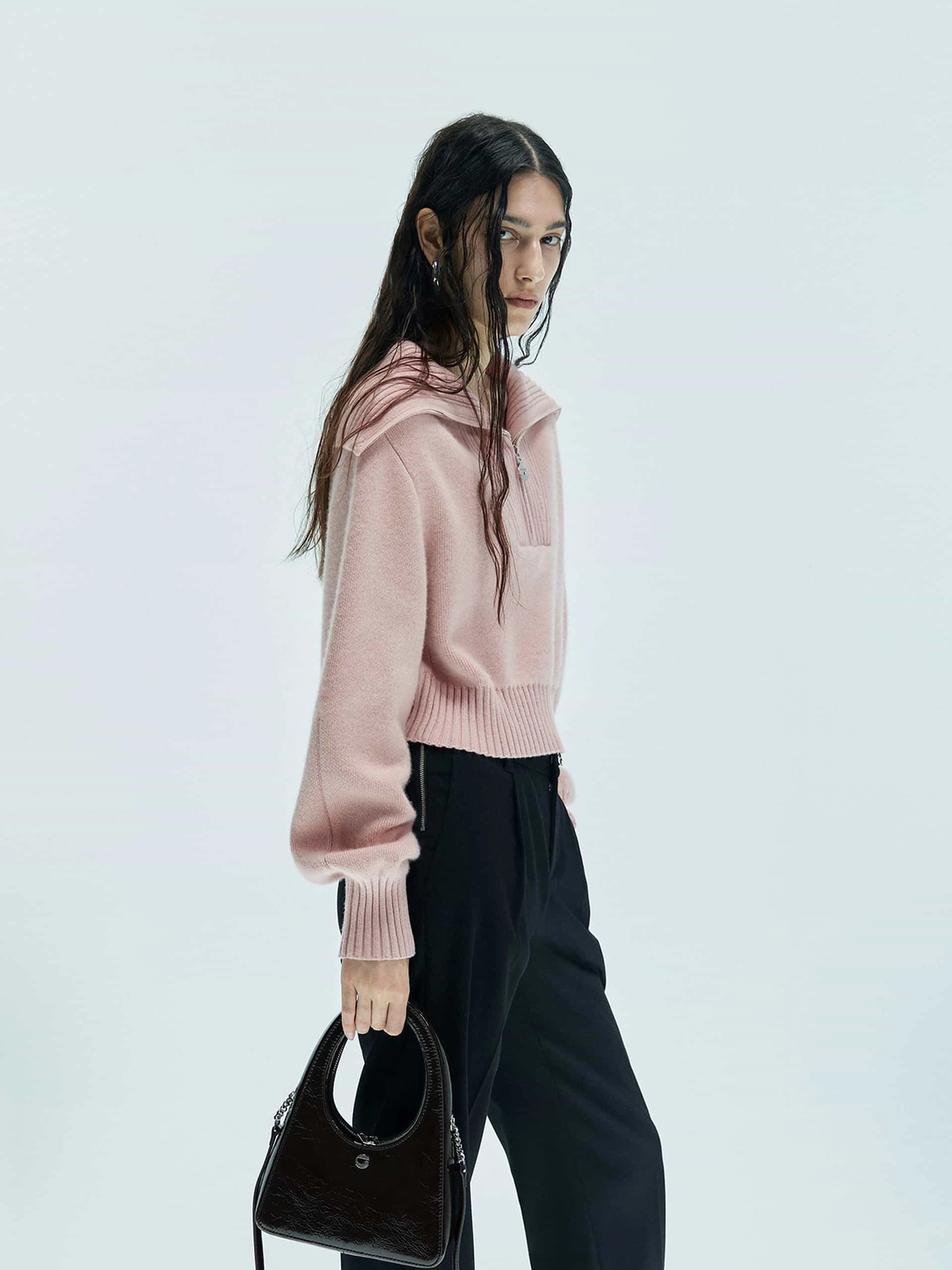 Wide Lapel Knitted Sweater