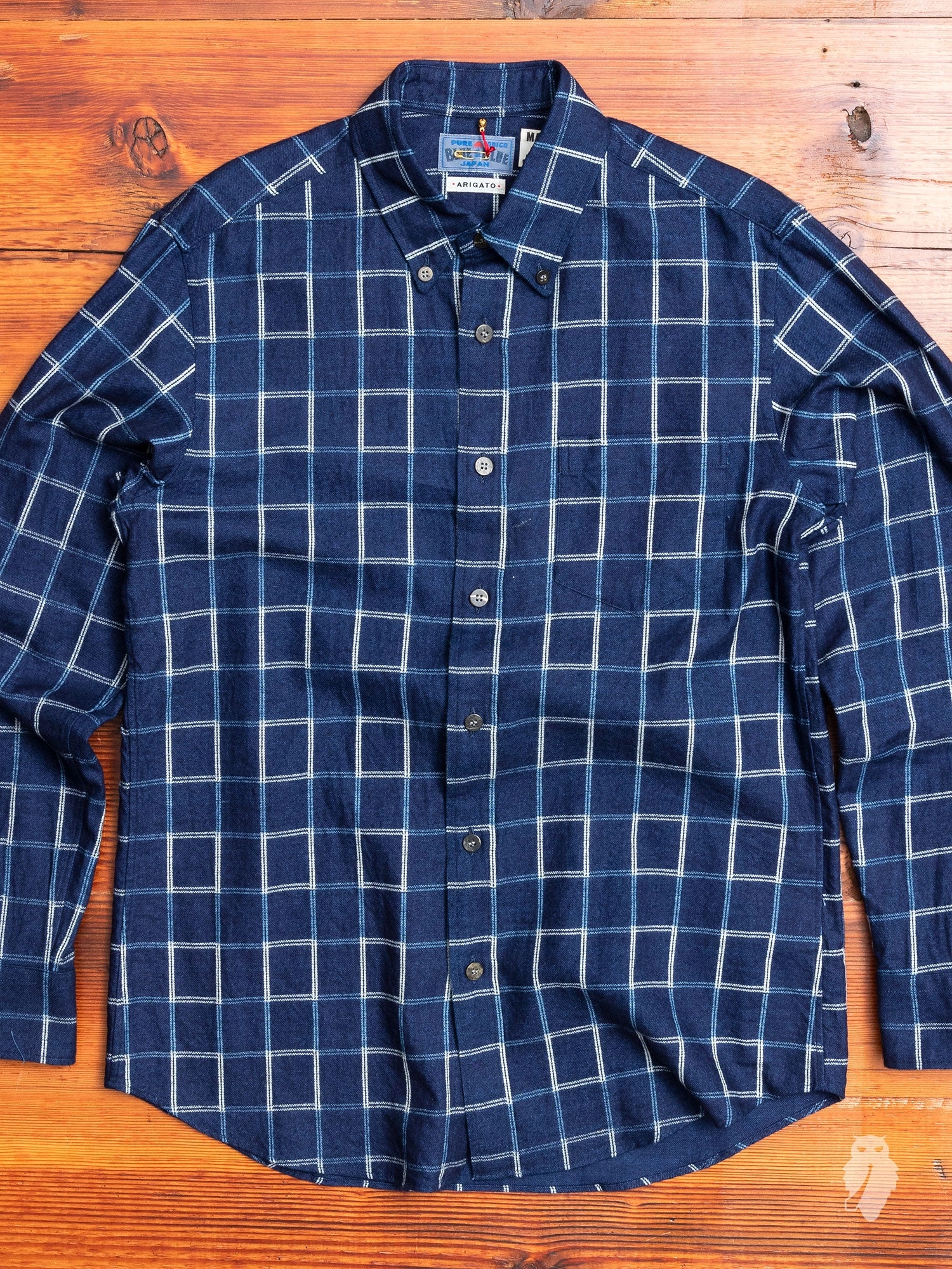 Windowpane Flannel Button-Down Shirt in Indigo