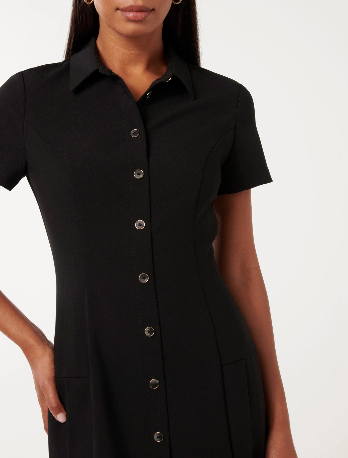 Winnie Pleated Button Down Mini Dress
