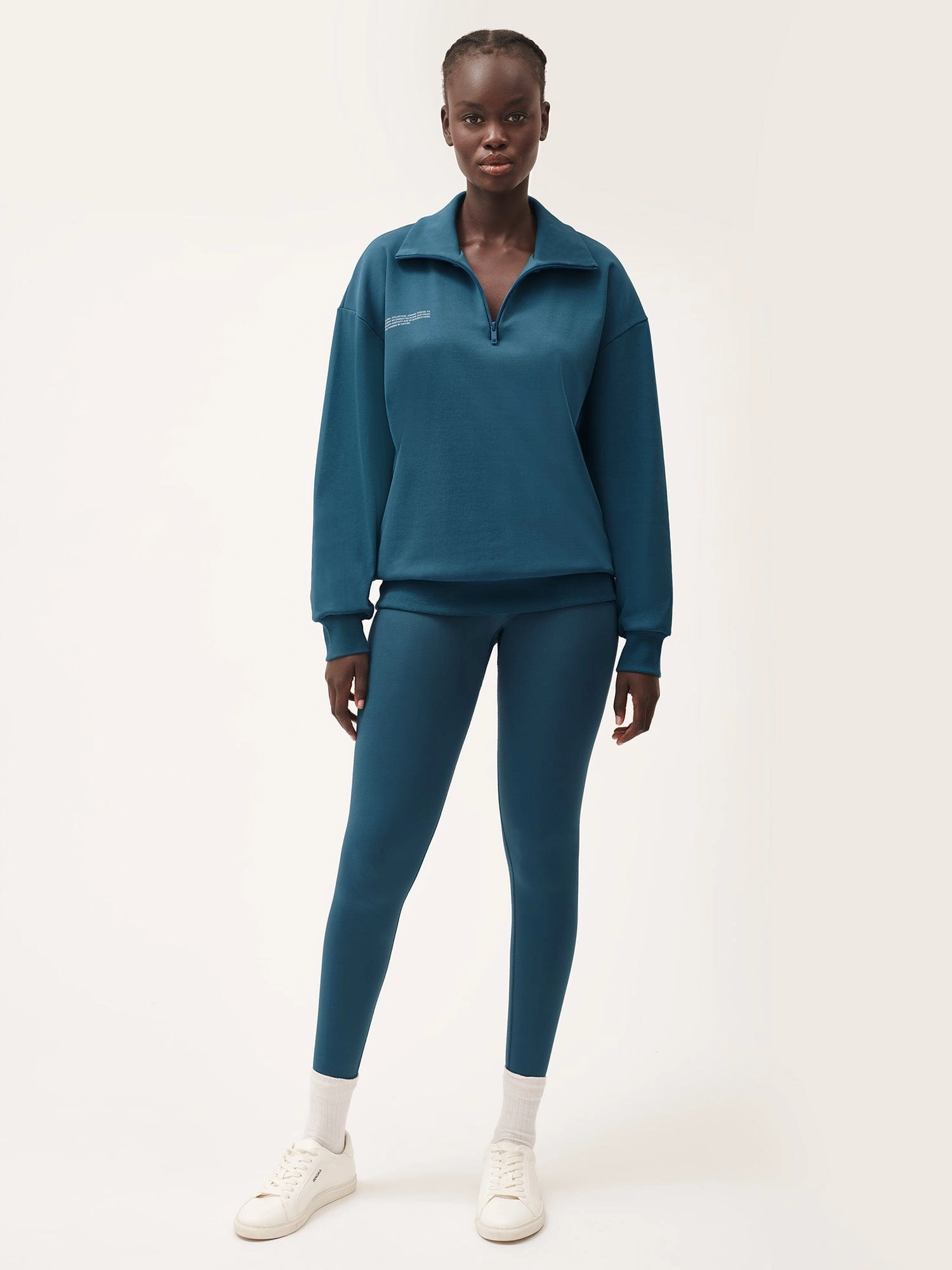 Womens Double Jersey Half Zip Sweatshirt—storm blue