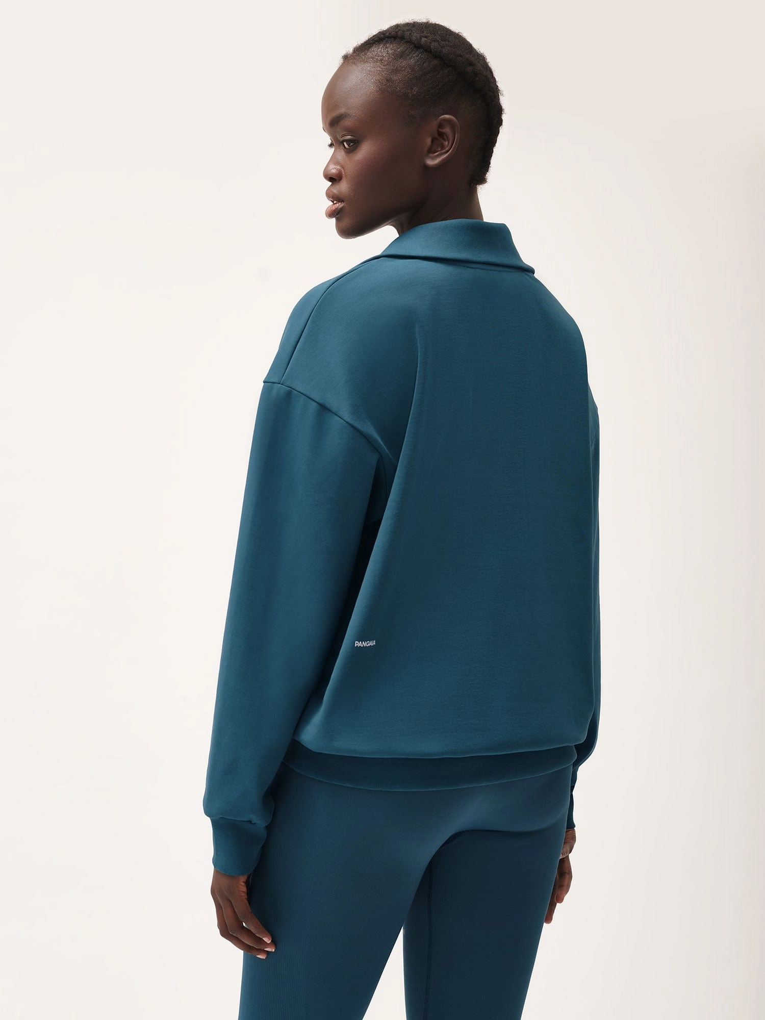 Womens Double Jersey Half Zip Sweatshirt—storm blue