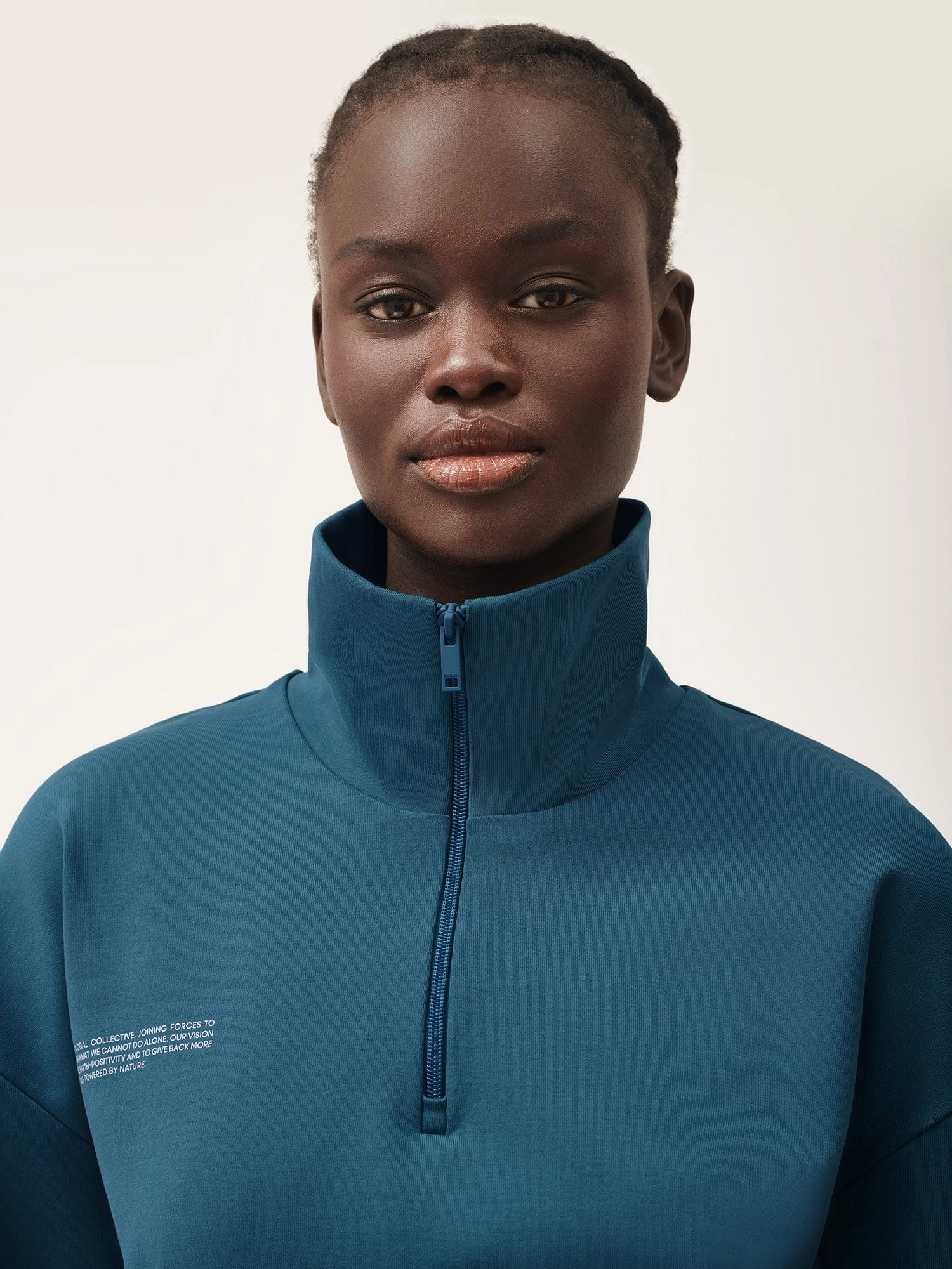 Womens Double Jersey Half Zip Sweatshirt—storm blue