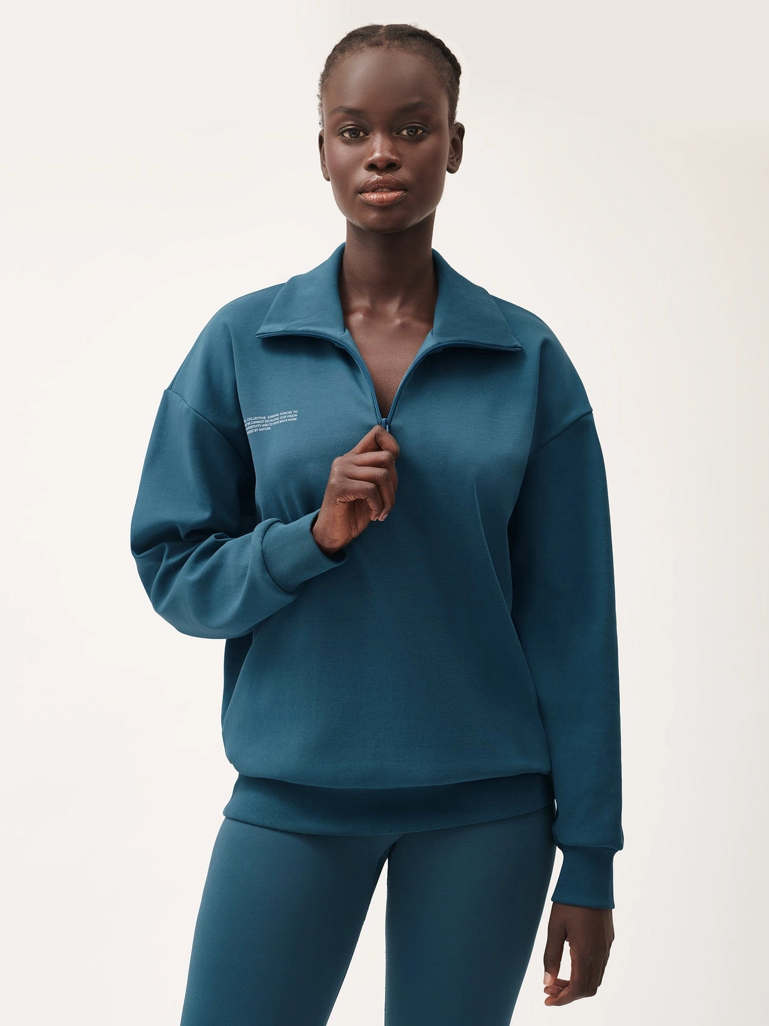 Womens Double Jersey Half Zip Sweatshirt—storm blue