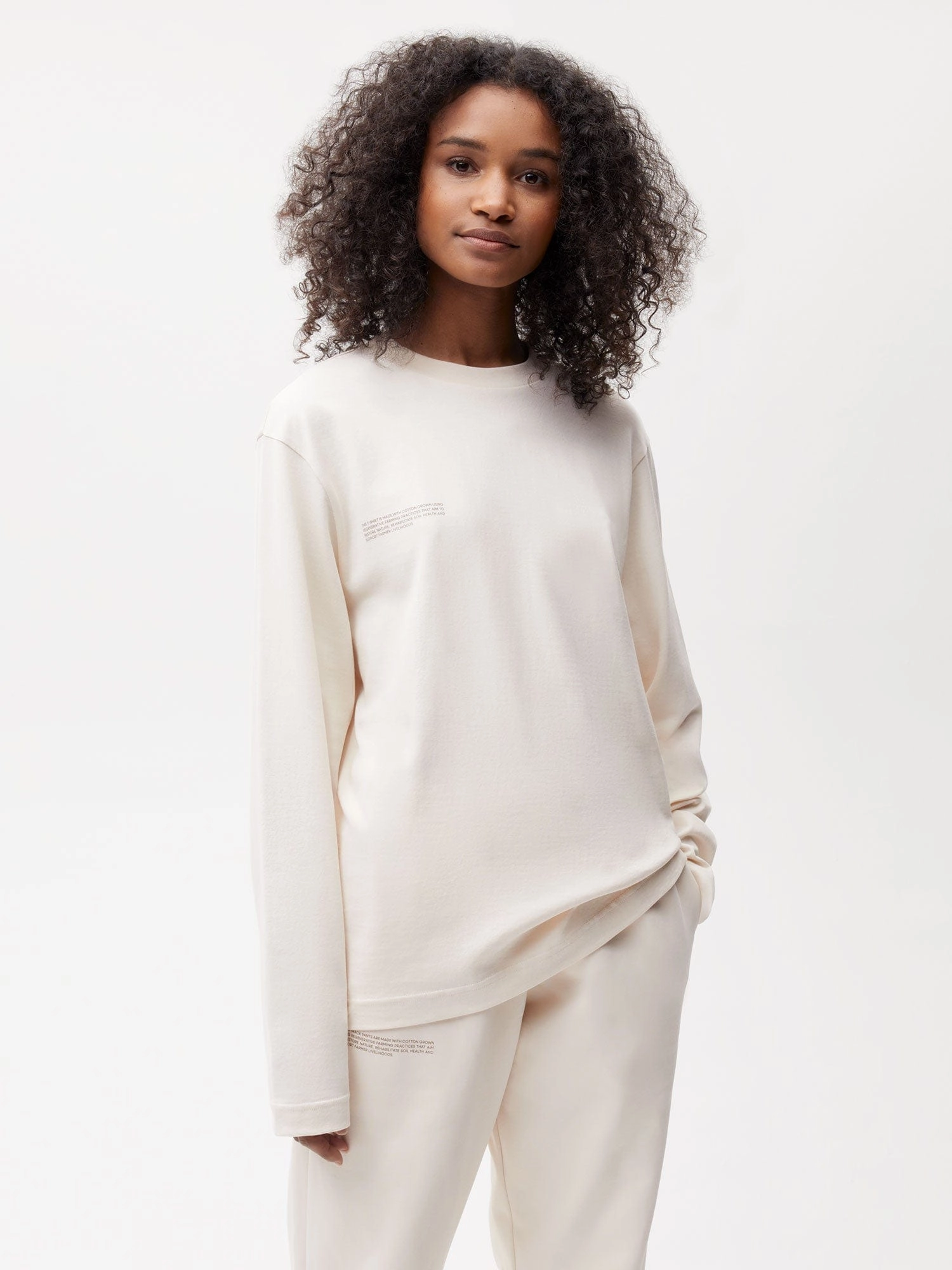 Womens In Conversion Cotton Long Sleeve T-shirt—cotton white