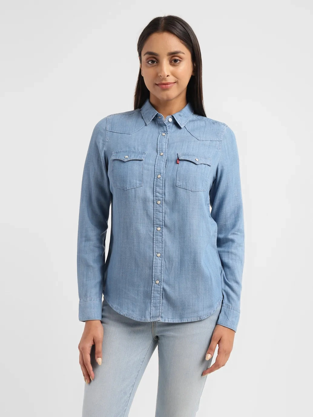 Women's Solid Spread Collar Shirt