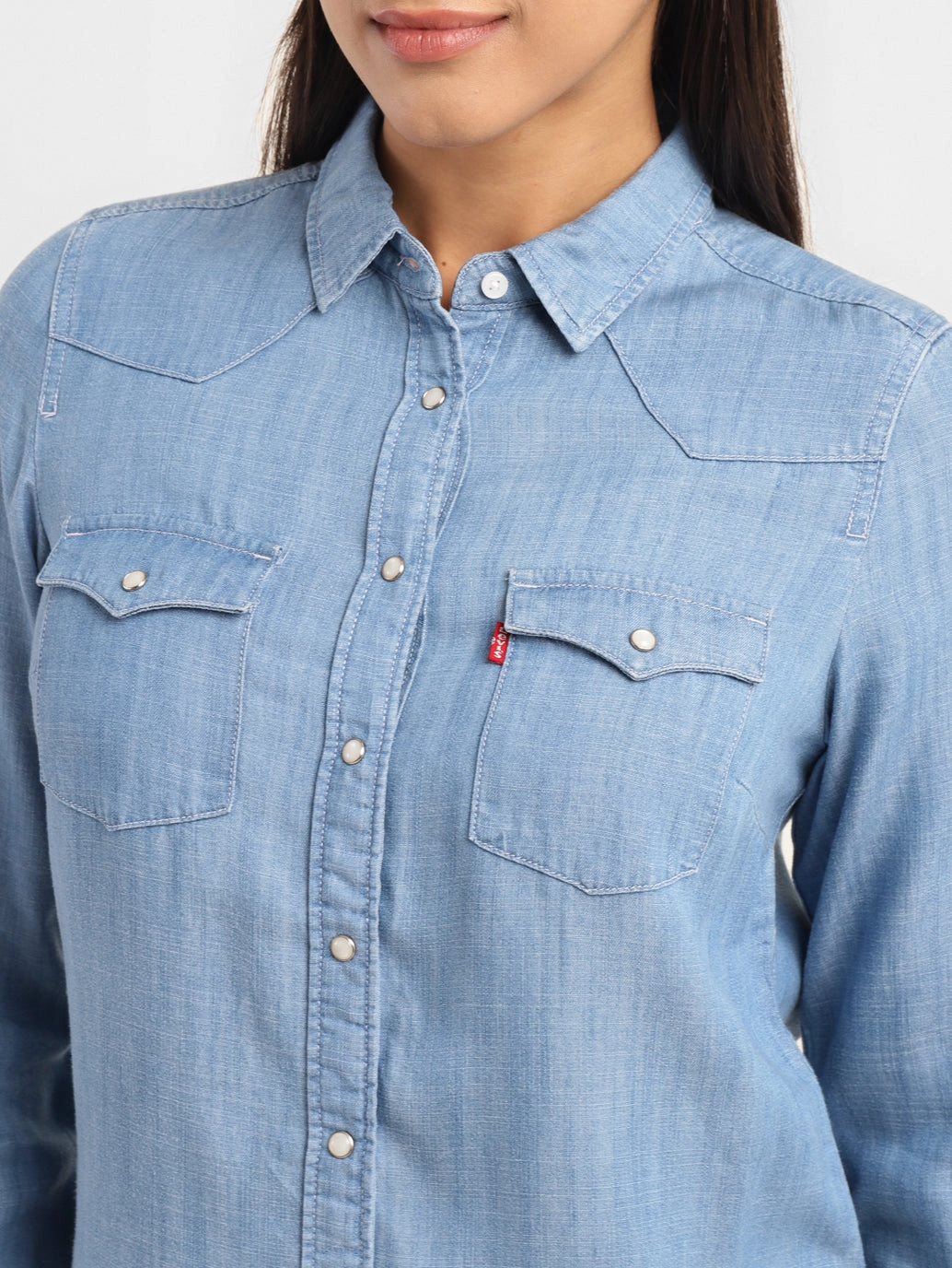 Women's Solid Spread Collar Shirt
