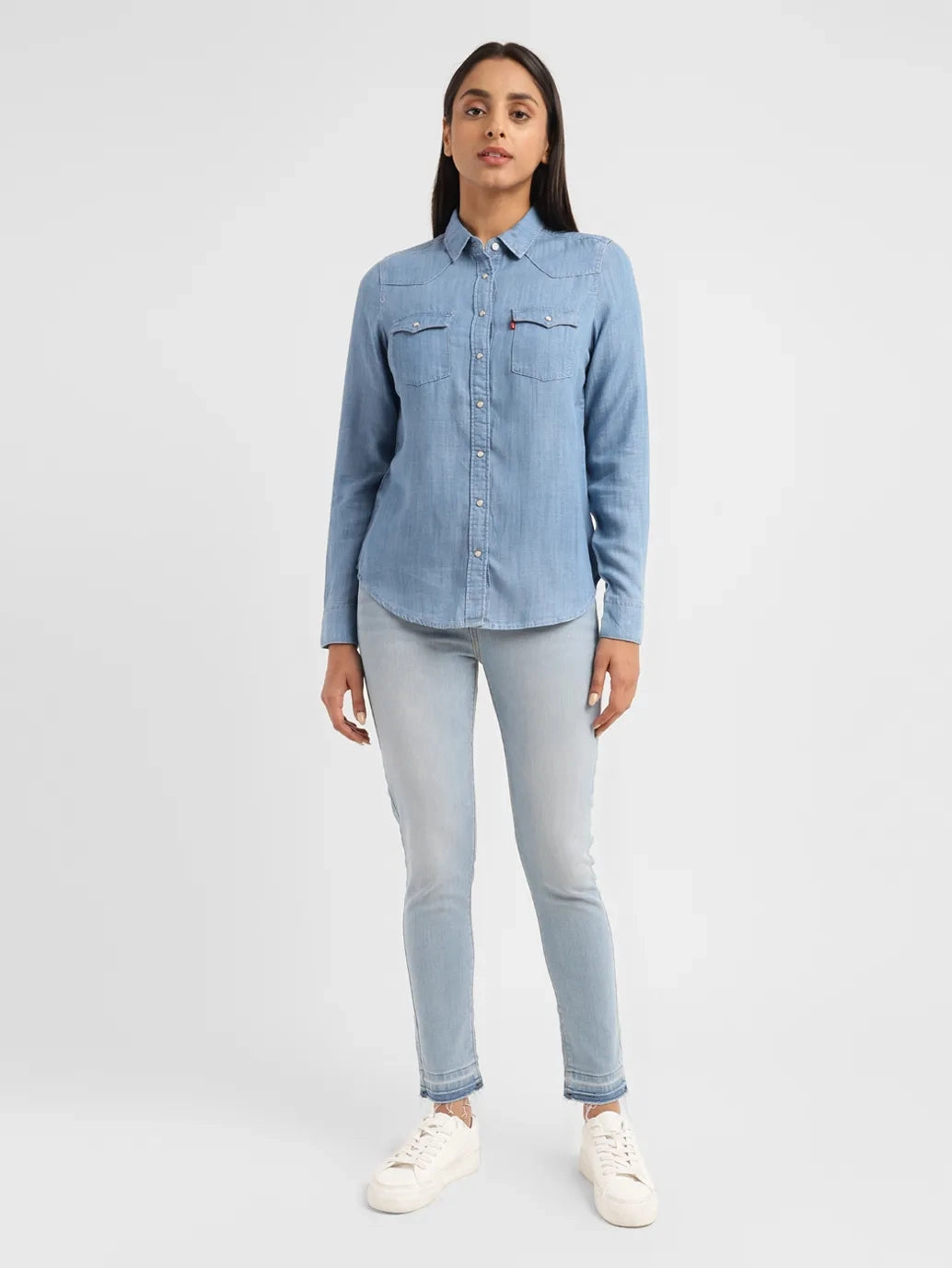 Women's Solid Spread Collar Shirt
