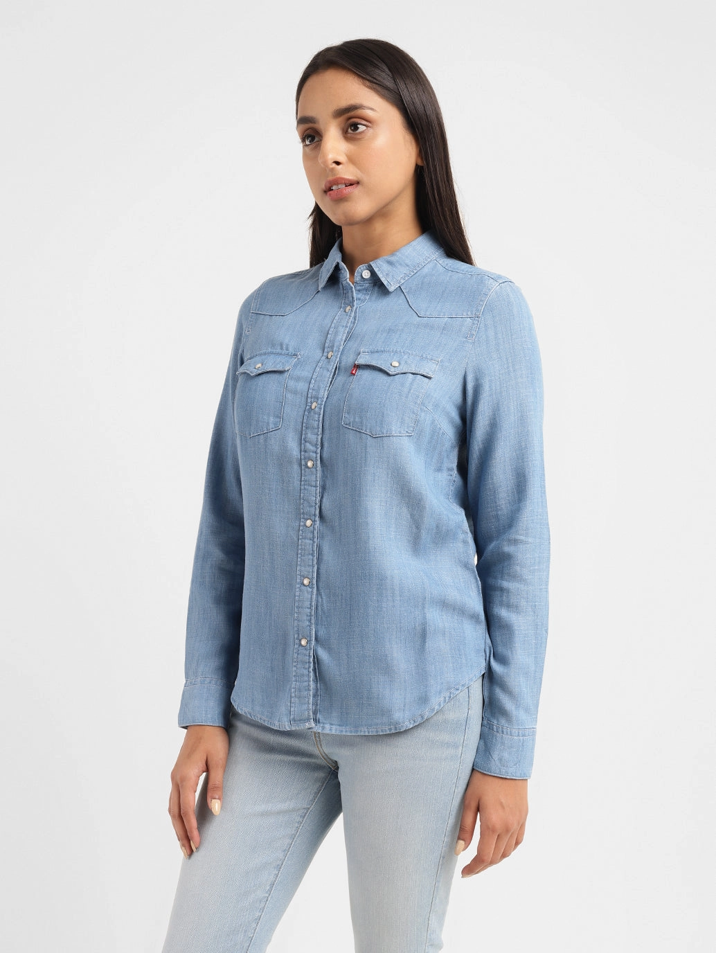 Women's Solid Spread Collar Shirt