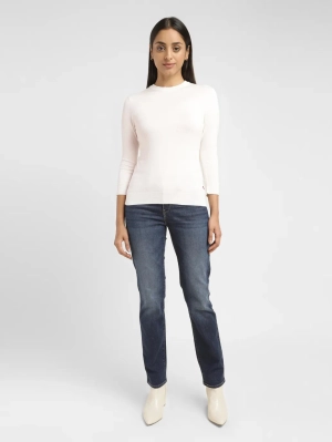 Women's Solid White Crew Neck Sweater