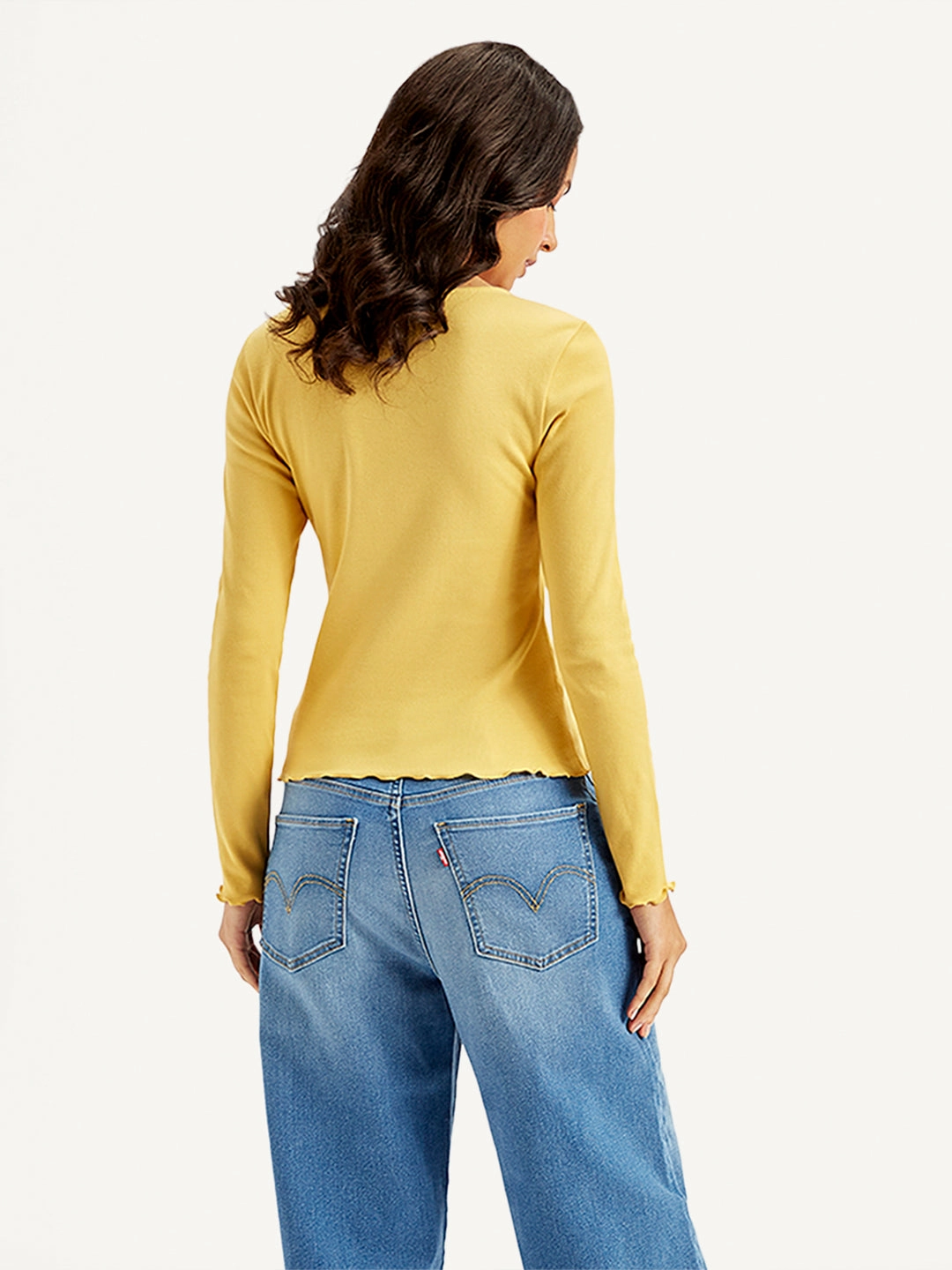 Women's Solid Yellow Scoop Neck Top