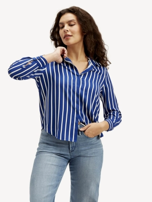 Women's Striped Spread Collar Shirt