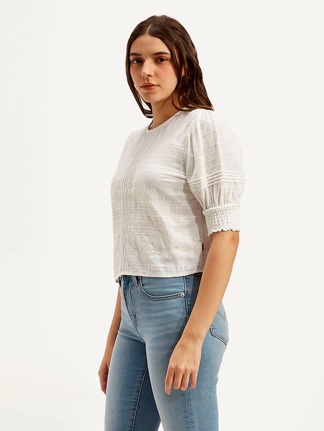 Women's Textured Black Round Neck Top