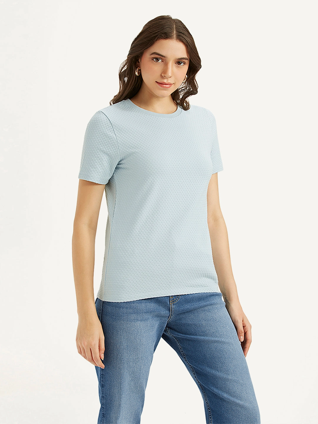 Women's Textured Slim Fit T-Shirt